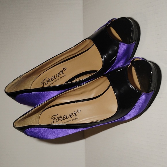 Size 8 Forever ❤️ selected by Paula Abdul Black and Purple High Heel - Picture 1 of 8